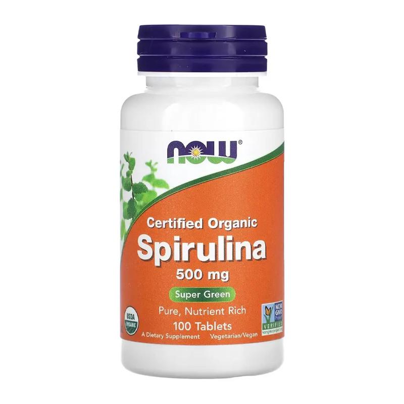 Спіруліна NOW Spirulina 500 мг Certified Organic 100 капс. (06452-01)