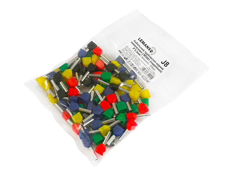 Наконечники кабельные трубчатые Lemanso LM2681 для двух проводов 2х2,5 кв. мм 100 шт. (8628)