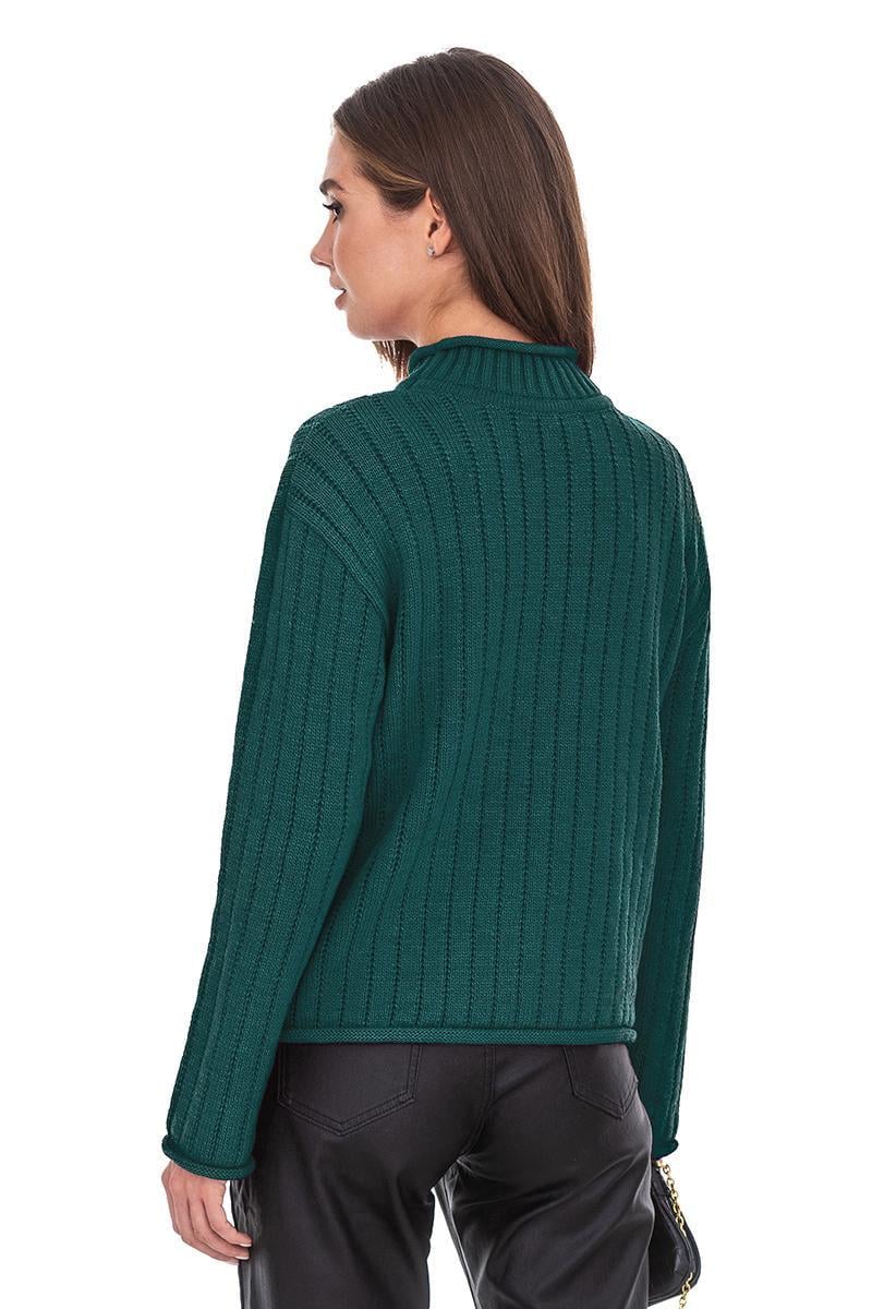 Джемпер с воротником-стойкой  SVTR р. 42-44 Темно зеленый (557) - фото 7