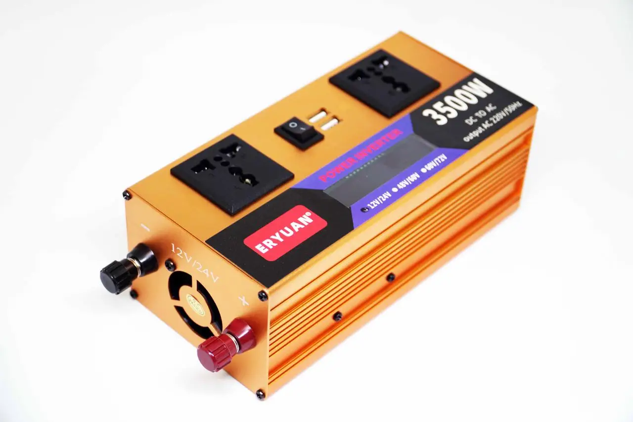 Инвертор автомобильный 12V-220V 3500W с LCD дисплеем и вольтметром преобразователь напряжения ERYUAN Gold (21039356) - фото 6 Инвертор автомобильный 12V-220V 3500W с LCD дисплеем и вольтметром преобразователь напряжения ERYUAN Gold (21039356) - фото 6