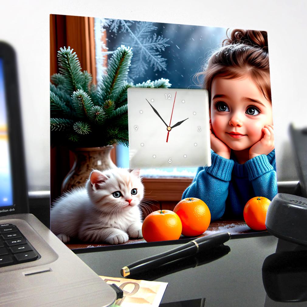 Часы Девочка и зима 260x260 мм (C04660) - фото 3 Часы Девочка и зима 260x260 мм (C04660) - фото 3