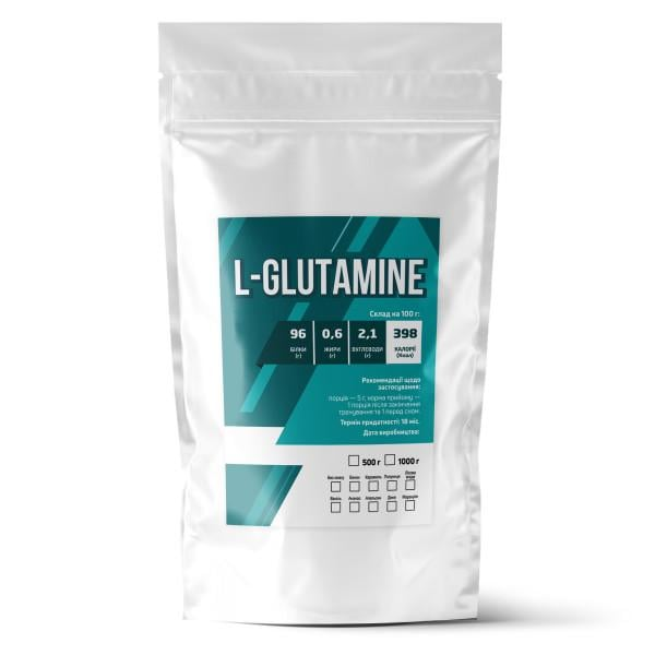 Аминокислотная добавка L-GLUTAMINE в порошке 100 порций 500 г Ананасовый (124-125-glu-an500)