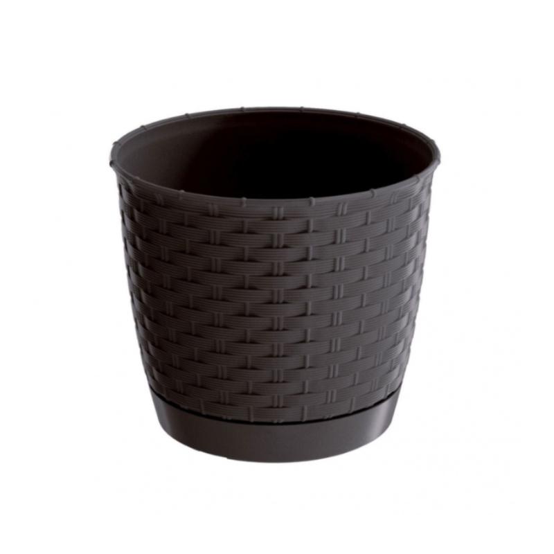 Горшок для цветов Prosperplast RATOLLA Н-16,5 см круглый с подставкой Коричневый (70764-440)