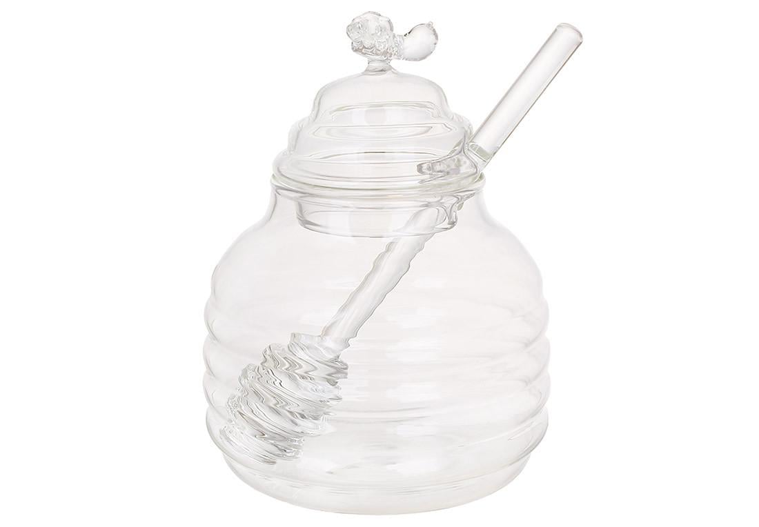 Медочка BonaDi стеклянная с ложкой 400 мл (992-498)