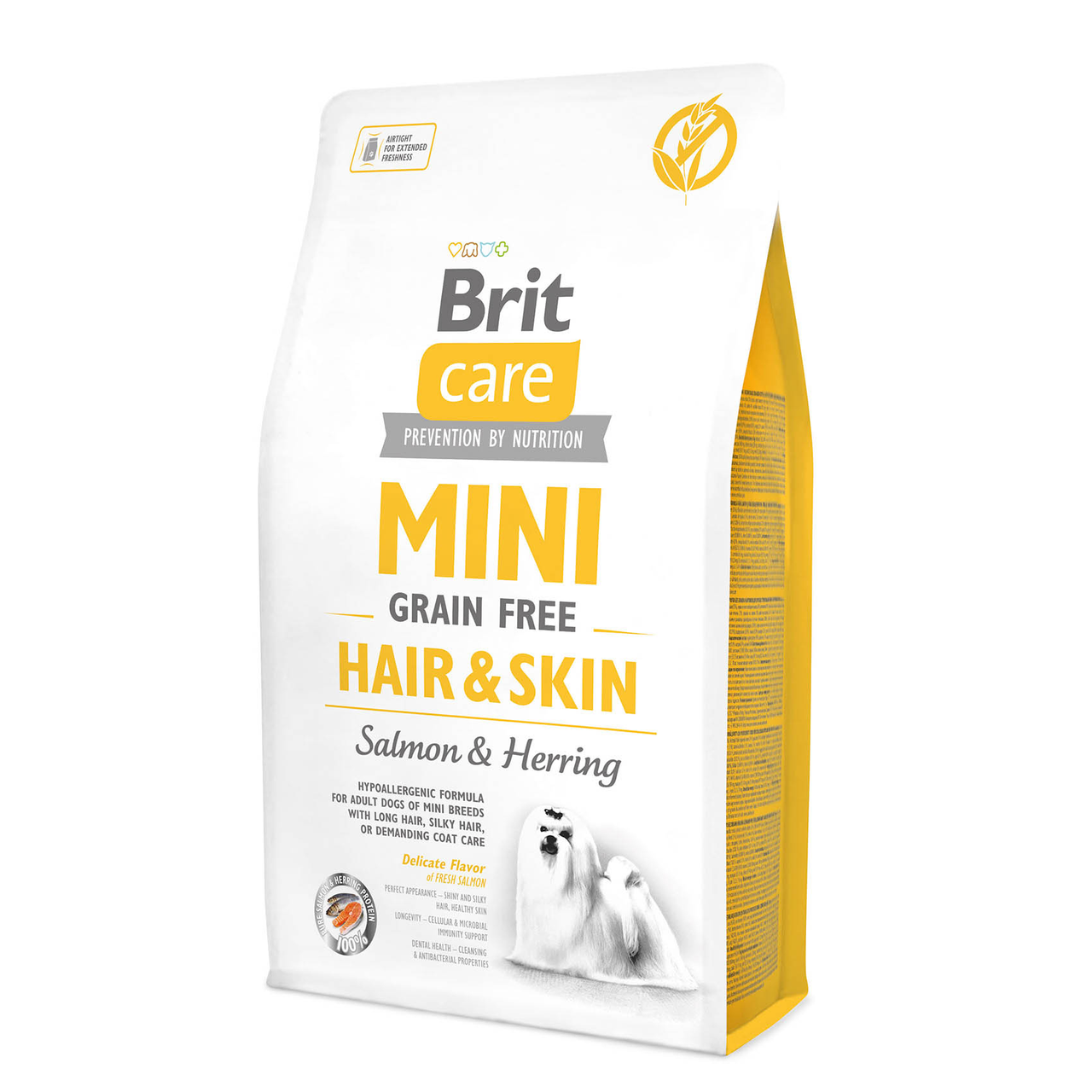 Корм для собак Brit Care GF Mini Hair and Skin на основе мяса лосося и сельди 2 кг