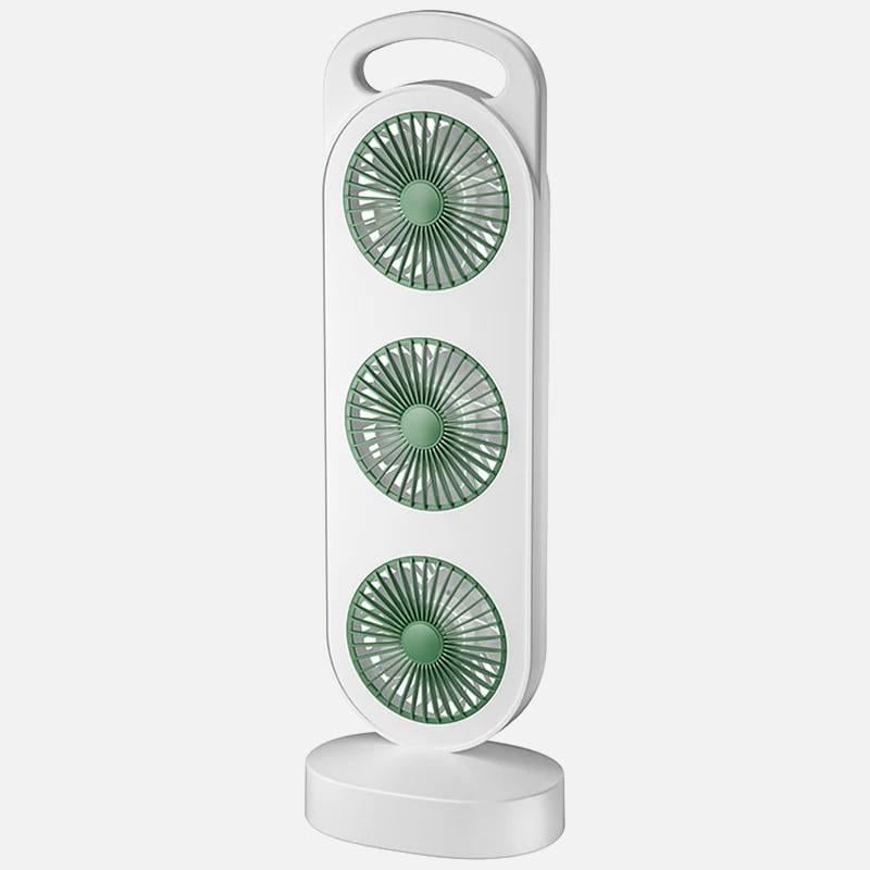 Вентилятор настольный на аккумуляторе с тремя поворотными головками White/Green (LY- 856) Вентилятор настольный на аккумуляторе с тремя поворотными головками White/Green (LY- 856)