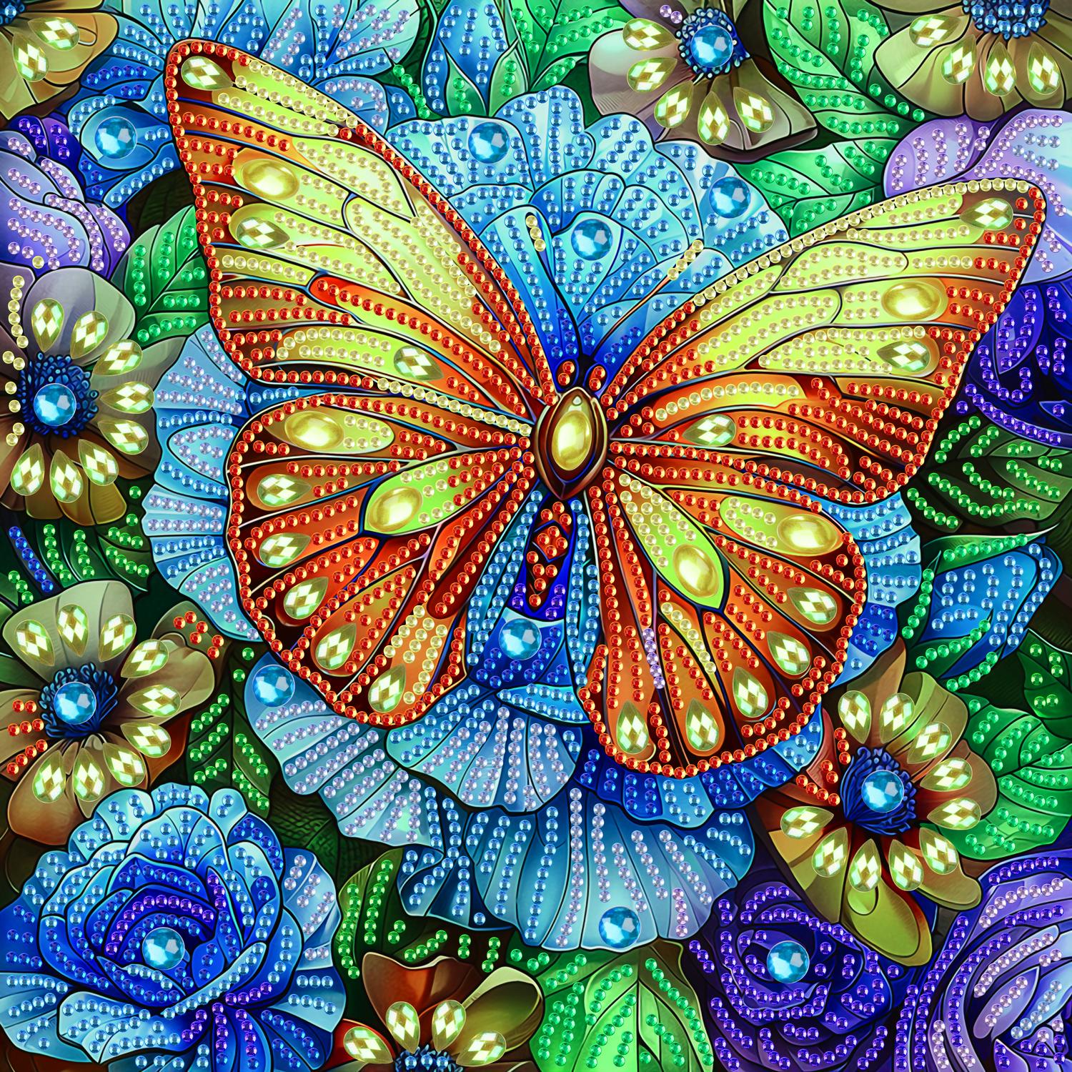 Алмазная мозаика Brushme Синяя бабочка 25x25 см (BH001)