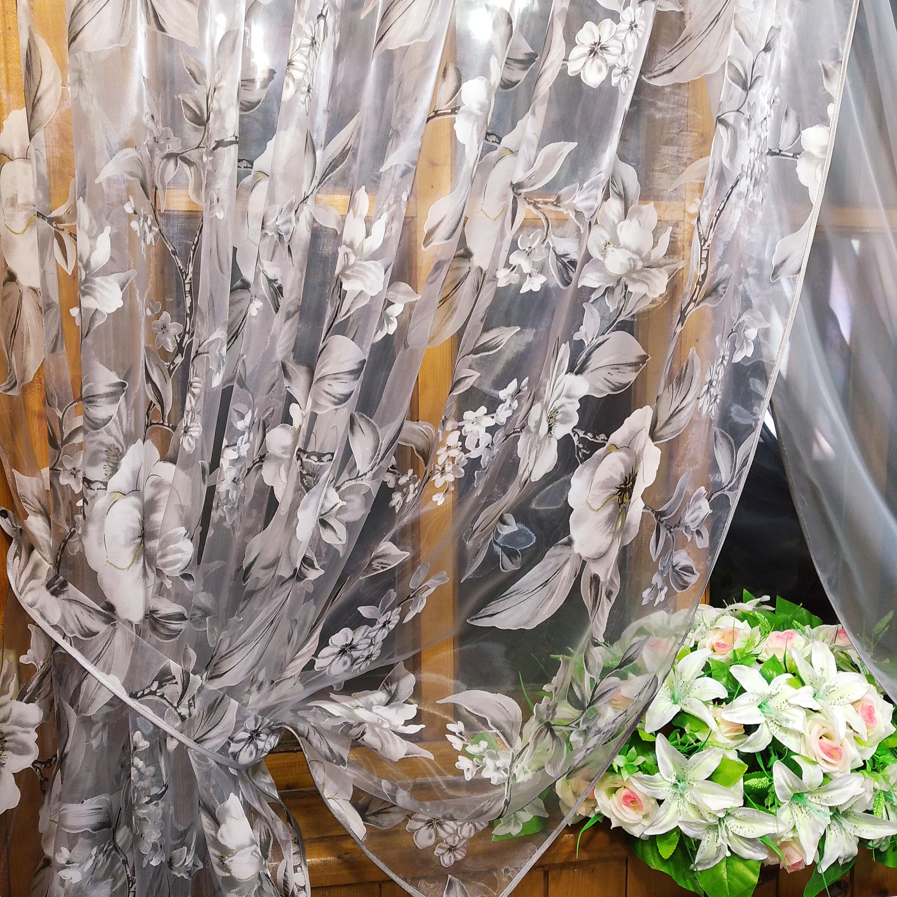 Занавеска короткая готовая Вероника Серый/Яблочный - фото 5 Занавеска короткая готовая Вероника Серый/Яблочный - фото 5