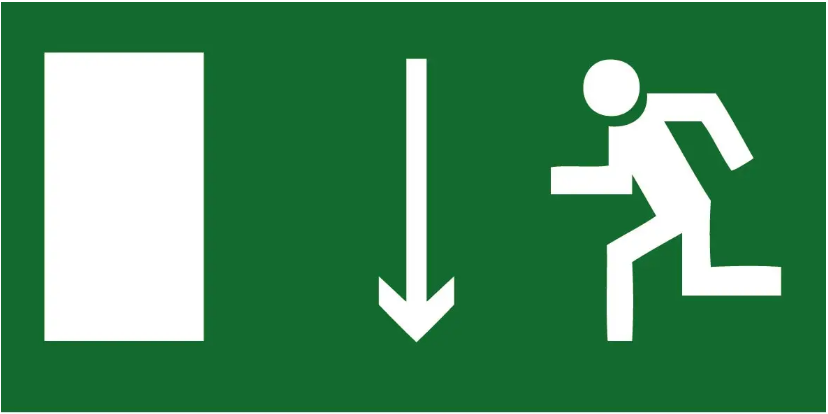 Знак эвакуации выход слева вниз (д-8041)
