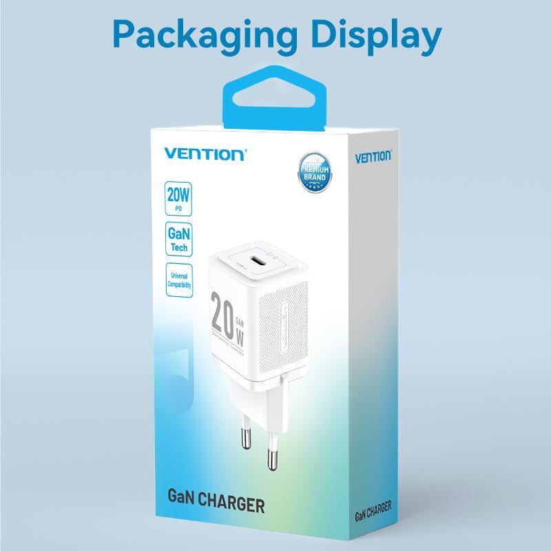 Зарядное устройство для Vention 20W GaN III Type-C 1C EU быстрая зарядка 20Вт Черный (FEPB0-EU) - фото 13 Зарядное устройство для Vention 20W GaN III Type-C 1C EU быстрая зарядка 20Вт Черный (FEPB0-EU) - фото 13