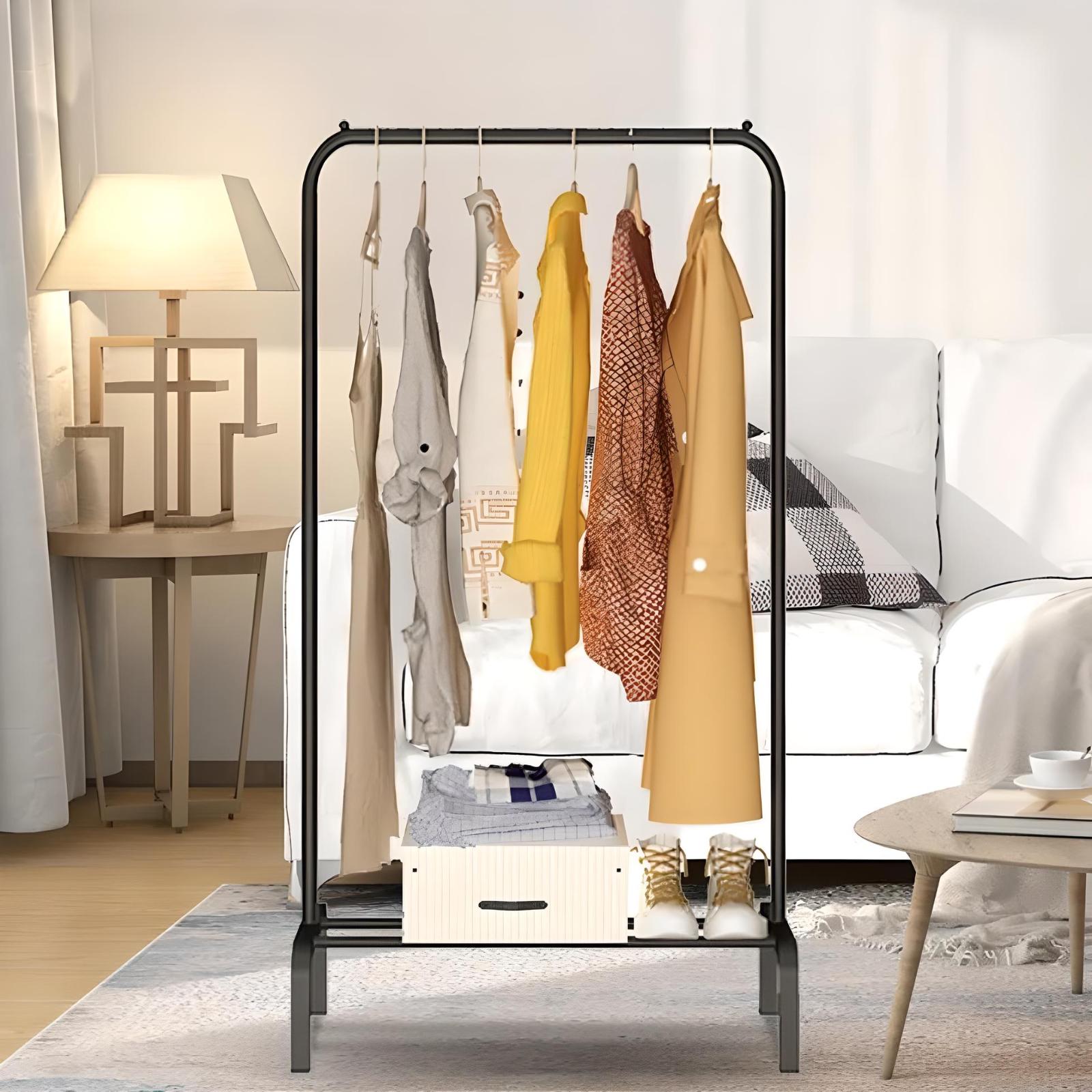 Вішалка-стійка для одягу та взуття DOAKT Mini Loft Organizer підлогова сталева з полицею Black (SVM00002BK) - фото 2