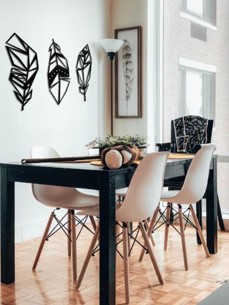 Панно деревянное Decart 3 feathers настенный декор в стиле минимализм на кухню гостиную и спальню 50х17 см