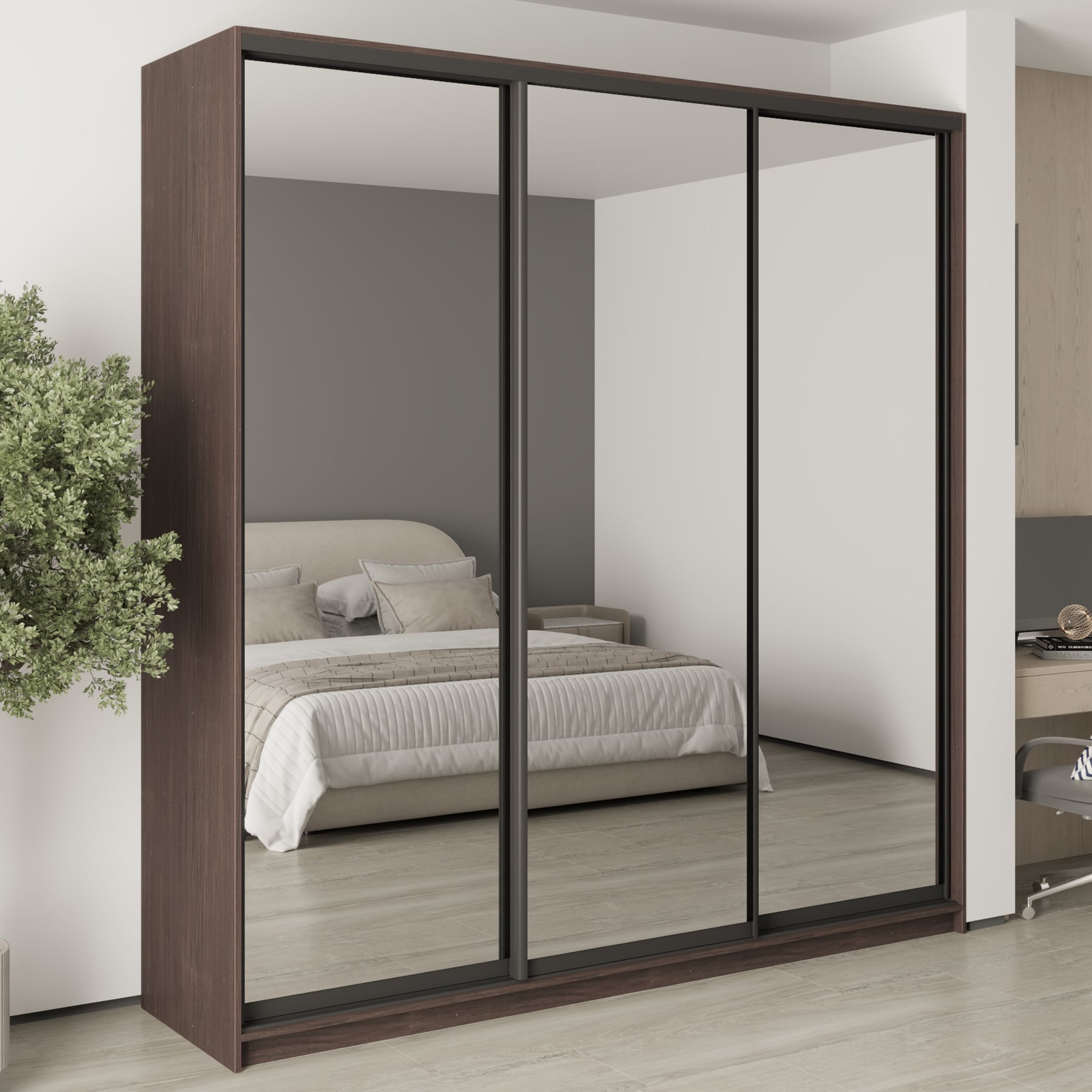 Шкаф-купе трехдверный Mebel Star Стандарт BG MBS-8837 230х45х240 см Дуб ристрето (1008248)