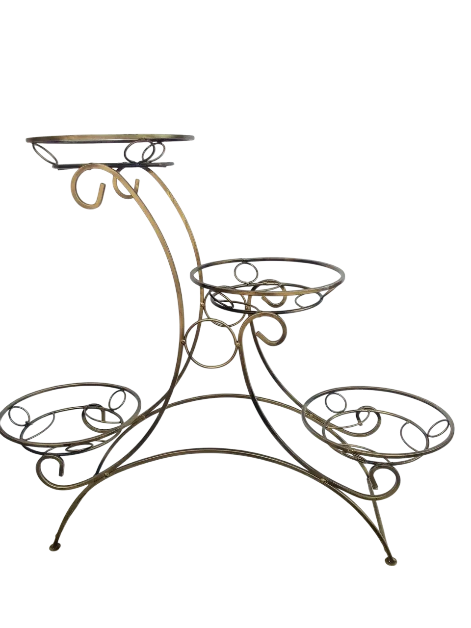 Подставка для цветов Хатинка на 4 вазона кованая с золотой патиной d 20 см (CNT00011771)