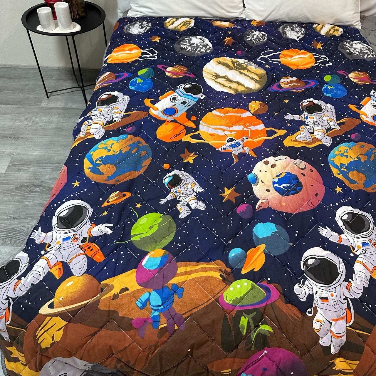 Покрывало-одеяло детское двустороннее Космос 150х210 см Синий (P-DL-4) - фото 5