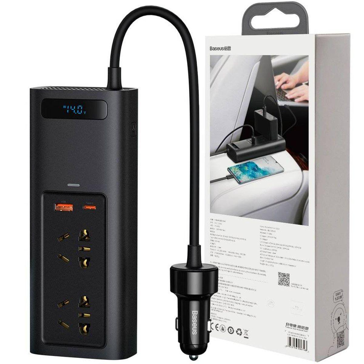 Автомобільний інвертор BASEUS GFDH-7672 USB Type-C Inverter з 2 розетками на 220V 150W - фото 2