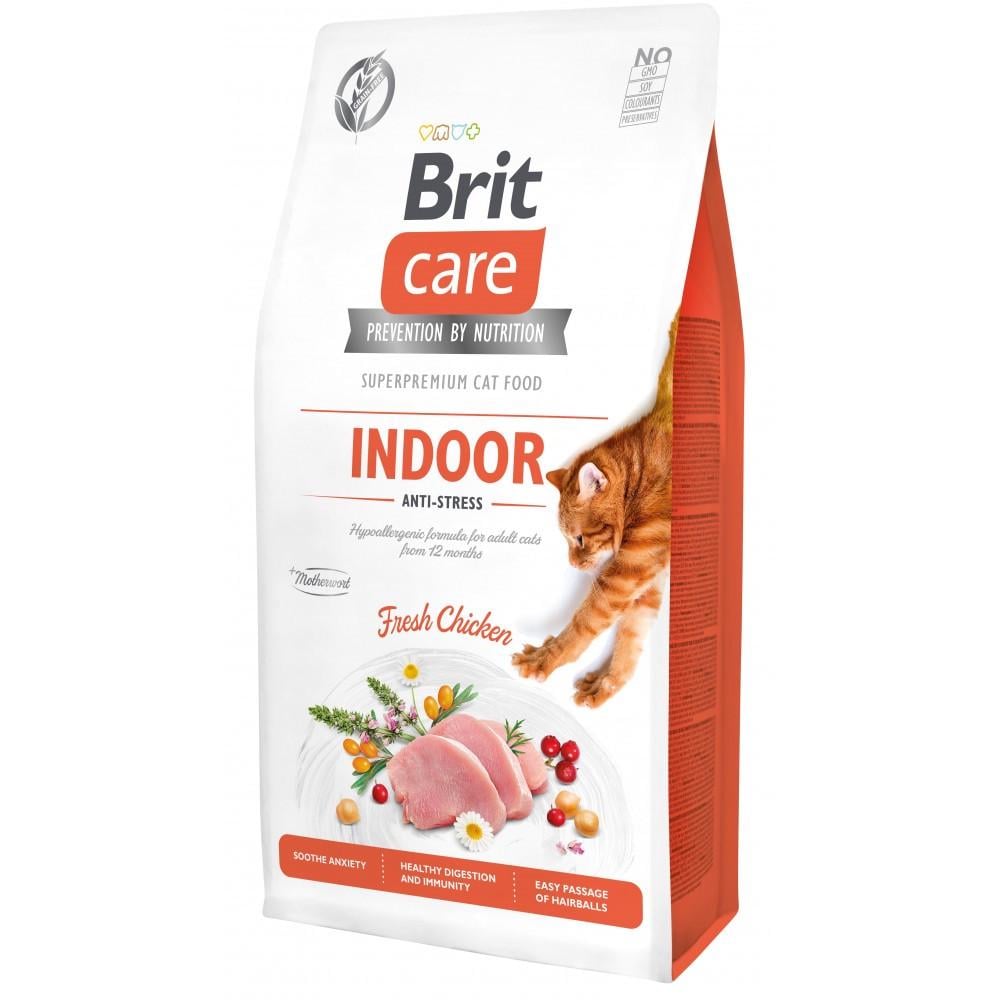 Корм сухой Brit Cat Grain Free Indoor Anti-stress для взрослых домашних кошек гипоаллергенный с курицей 7 кг (34806851)