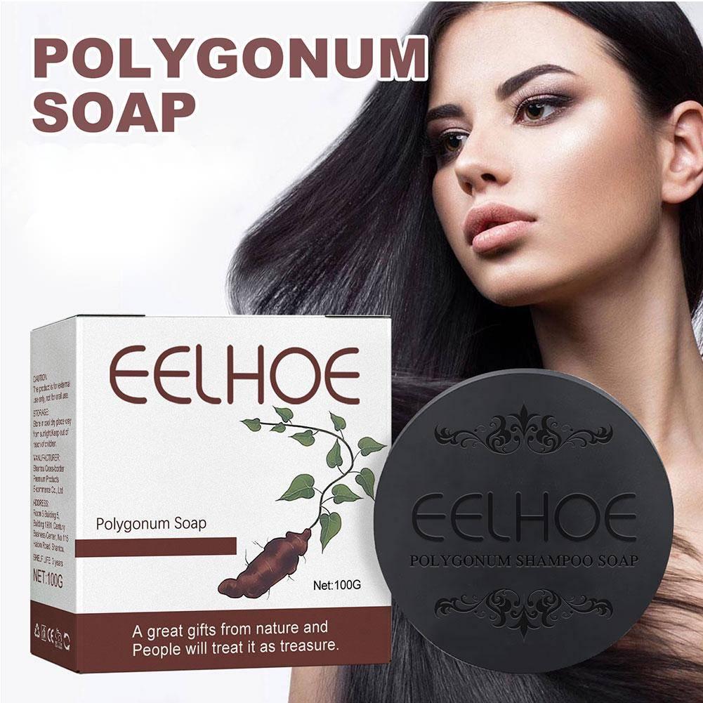Мыло-шампунь Polygonum Soap для затемнения седых волос и ухода Черный - фото 2