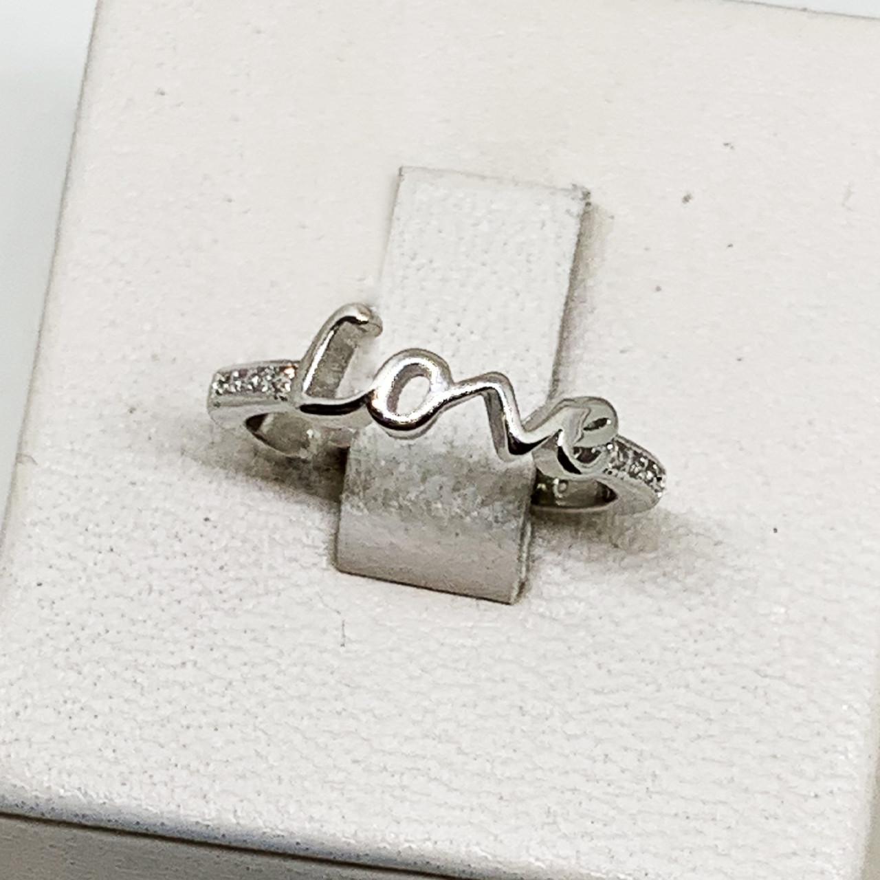 Кольцо серебряное Love с кубическим цирконием р. 15,5 1,62 г (1722593179)