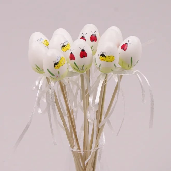 Декорация пасхальная на пике Flora Писанка микс 12 шт. (44062)