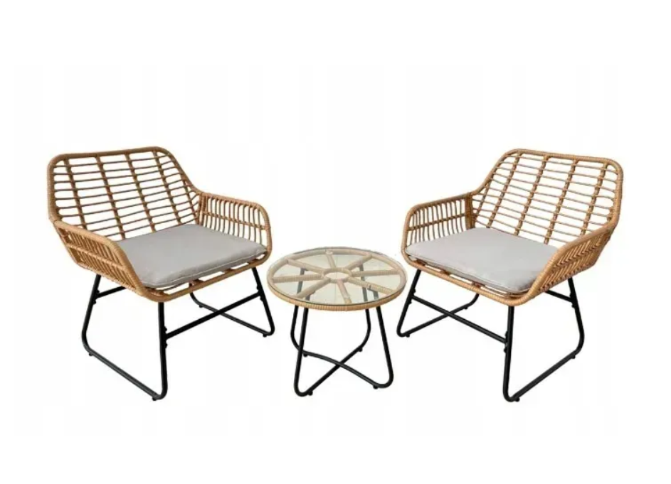 Комплект садових меблів Garden Line LEUCA крісло 2 шт. та стіл Сірий (ABI3408)