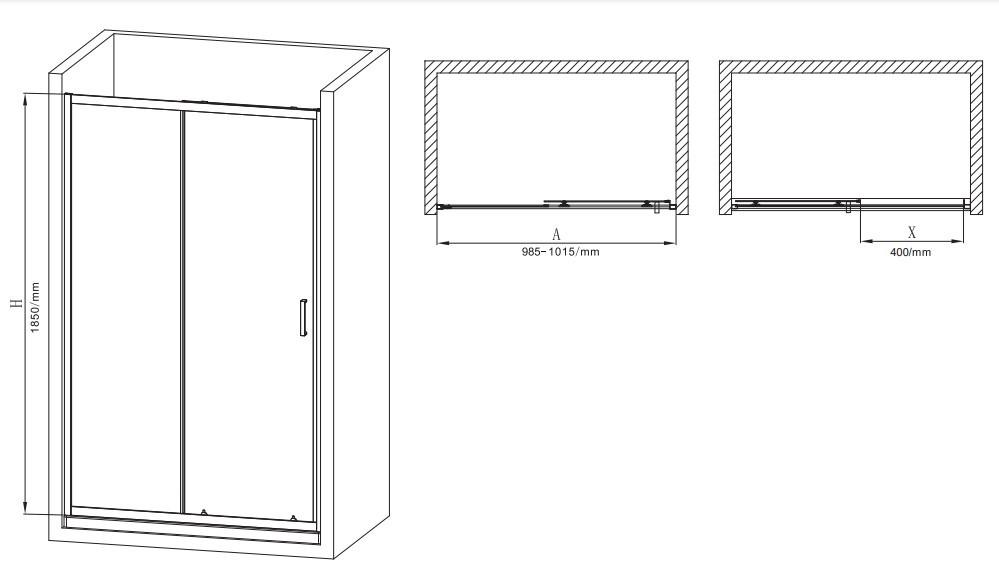 Дверь в нишу MIXXUS Premium DIVERSE SD01-100x185-TR прозрачное стекло 5 мм Black (MI6876) - фото 6