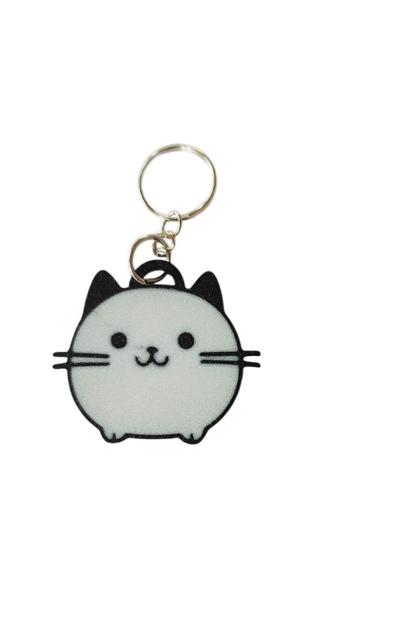Брелок на ключе Кот широкая кость 45х40 мм Белый (28872427)
