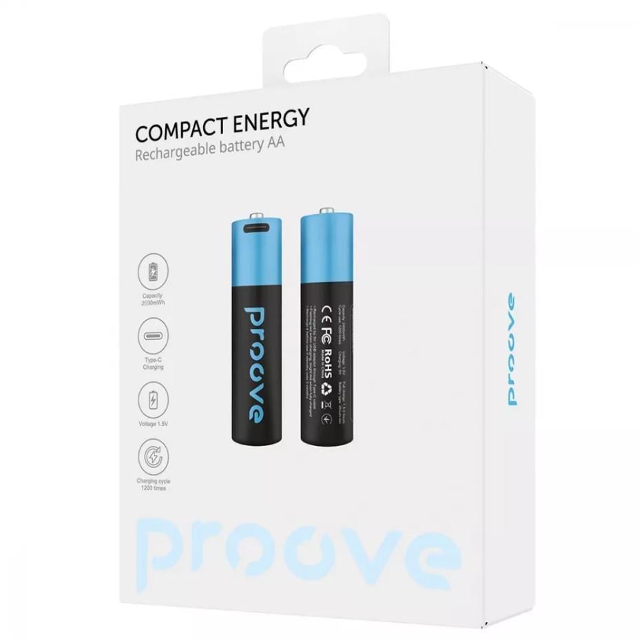 Батарейки аккумуляторные Proove Compact Energy AA Type-C 1.5V 2400mAh 2pcs - фото 2 Батарейки аккумуляторные Proove Compact Energy AA Type-C 1.5V 2400mAh 2pcs - фото 2