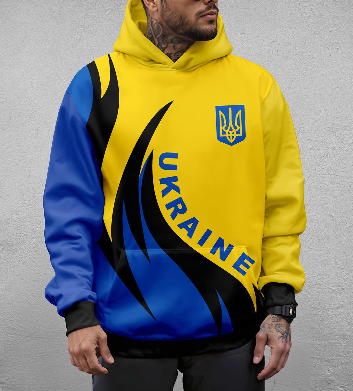 Худі чоловіче Прапор 3XL Синій/Жовтий (11063)