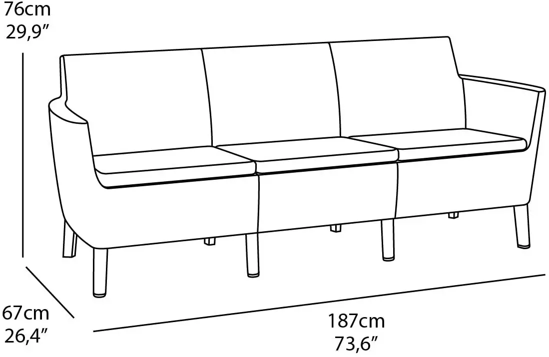 Диван садовий Keter Salemo 3 seater sofa трьохмісний (CNT00008426) - фото 2