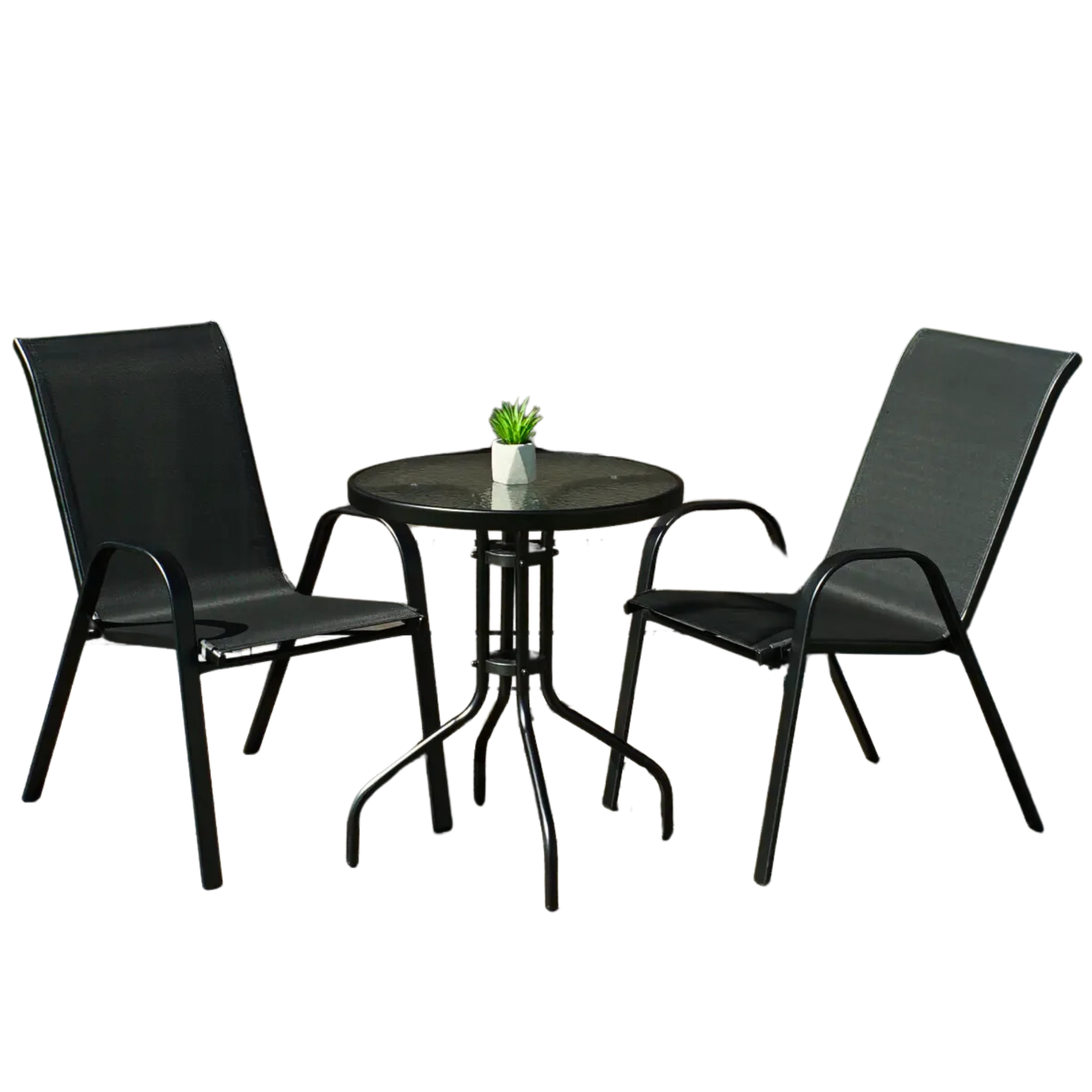 Комплект садовой мебели 4Points Udine-2 круглый стол 60 см/2 кресла текстилен Черный (DA-R4PUDI2B)