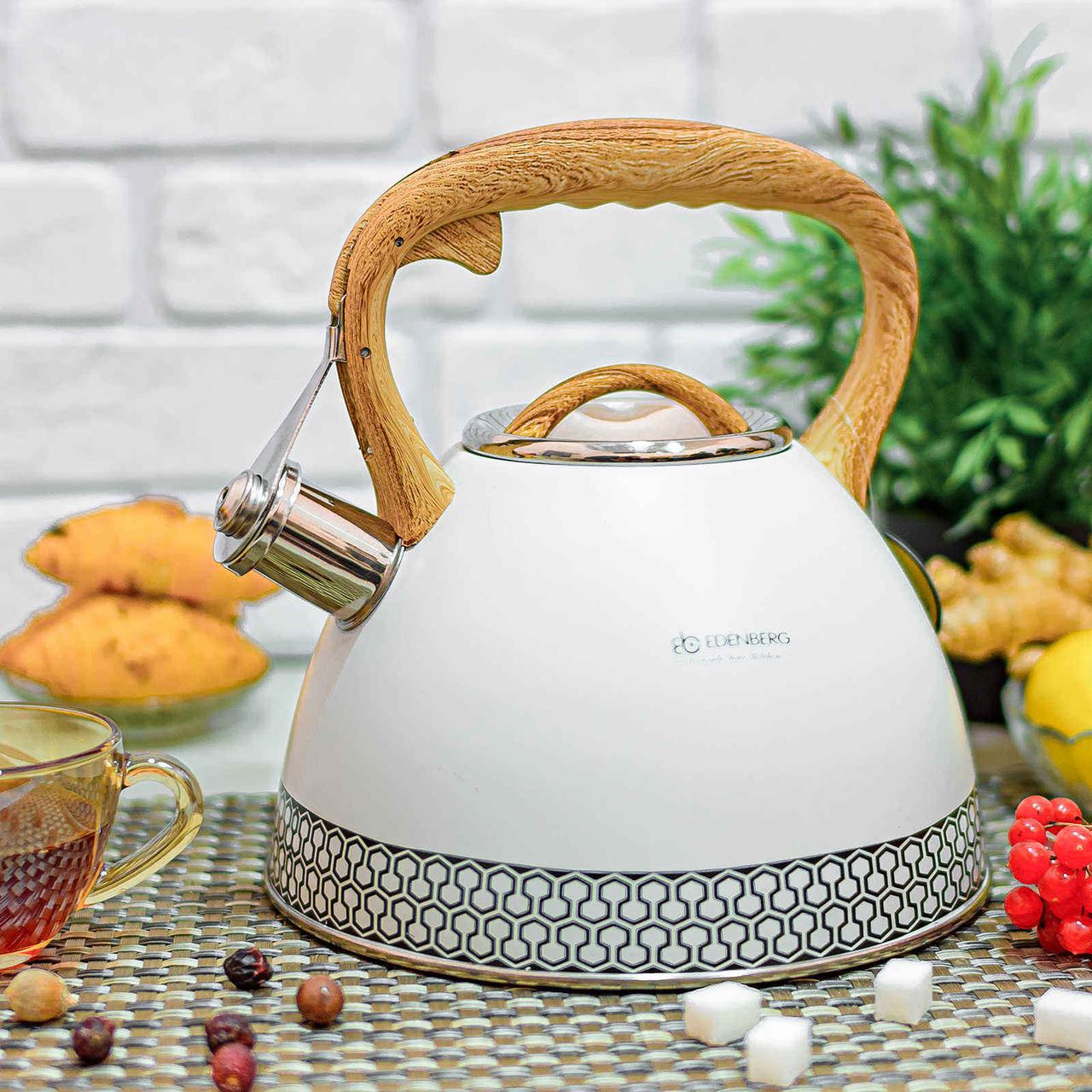Чайник для индукционной плиты Edenberg EB-8809 из нержавеющей стали 3 л Белый (2530556652)