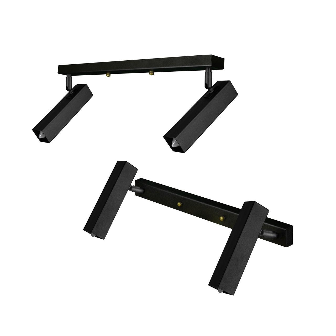 Светильник спот MSK ELECTRIC Quadro с поворотным механизмом под две лампы Е14 Черный (SQ 1840-2) - фото 2