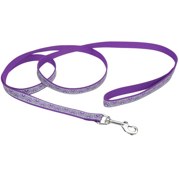 Поводок для собак Coastal Lazer Brite Reflective Leash Ромашка светоотражающий 1,6х120 см Фиолетовый (76484643446)