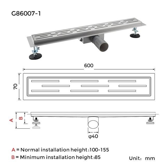 Трап для душу Gappo G86007-1 70х600 мм Нержавіюча сталь (1037683) - фото 7