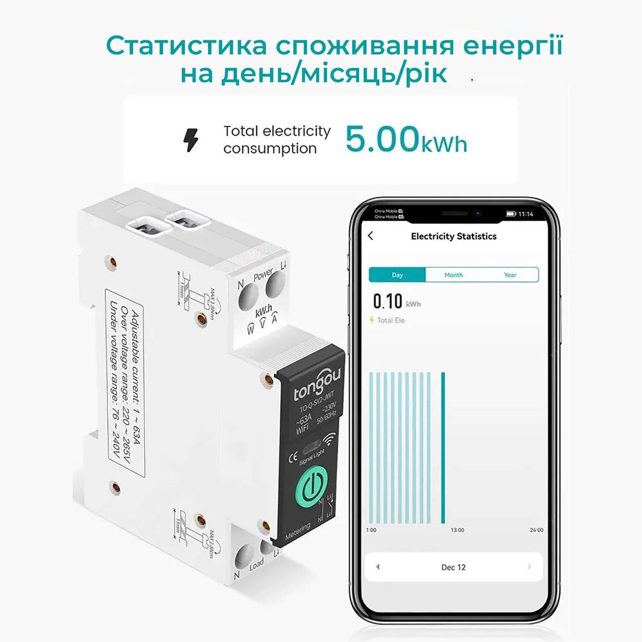 Розумний вимикач TO-Q-sy1-JWT 25А Wi-Fi однофазний і лічильник кВт/год (id_101001) - фото 8 Розумний вимикач TO-Q-sy1-JWT 25А Wi-Fi однофазний і лічильник кВт/год (id_101001) - фото 8