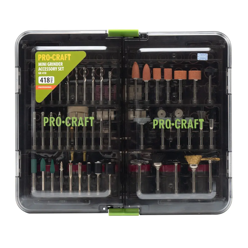 Набор насадок для гравера ProCraft GK418 под разные задачи в кейсе 418 предметов