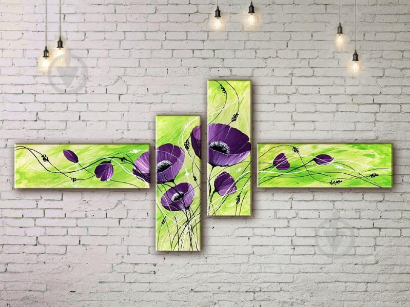 Модульна картина акрилом квіти ArtStar MHM17_4_114 розмір 70 х 160 см