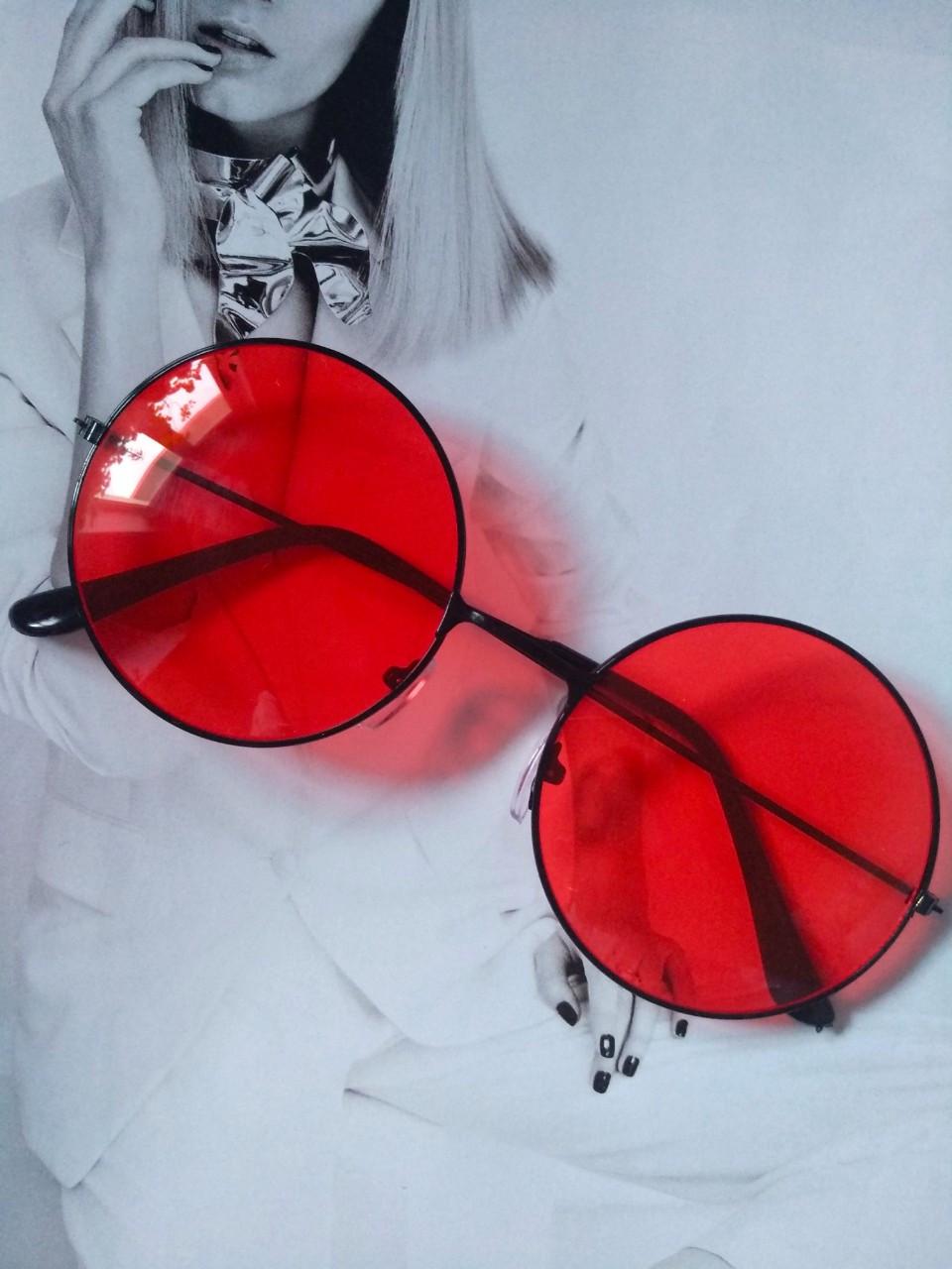 Очки круглые тишейды с цветной линзой Красный с черным