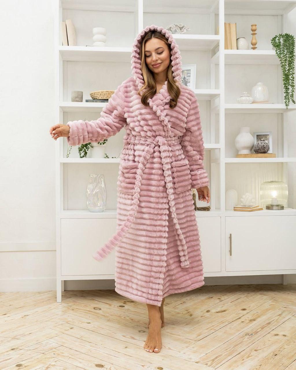 Халат с махровым капюшоном XL Розовый (Д-Al-sharpey-halat-013-02)