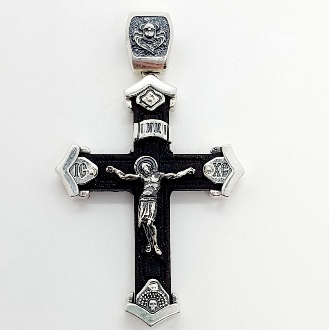 Хрест Ideale 2053-IDE Розп'яття Христа Спаси та Збережи дерев'яний зі сріблом (7455)