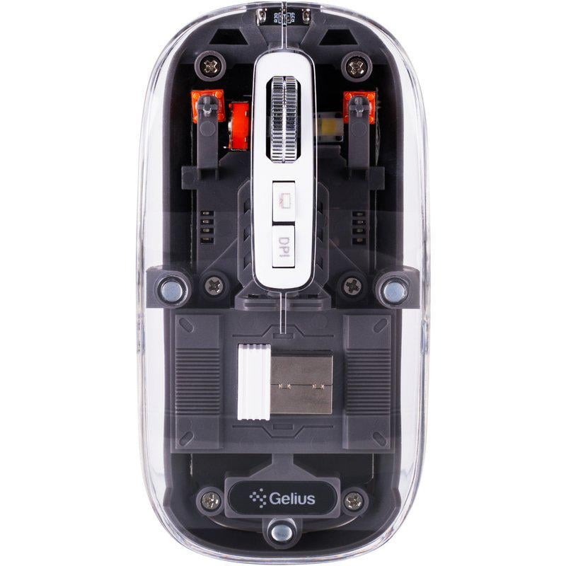 Комп'ютерна мишка бездротова Gelius Aura GP-WM001 безшумна Transparent/Grey (99746) - фото 2