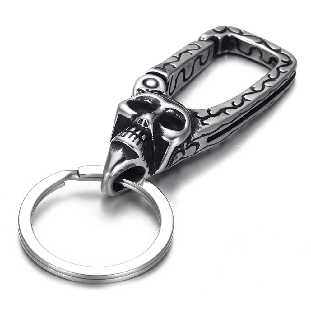 Брелок для ключей готический с черепом из нержавеющей медицинской стали (KC-017)