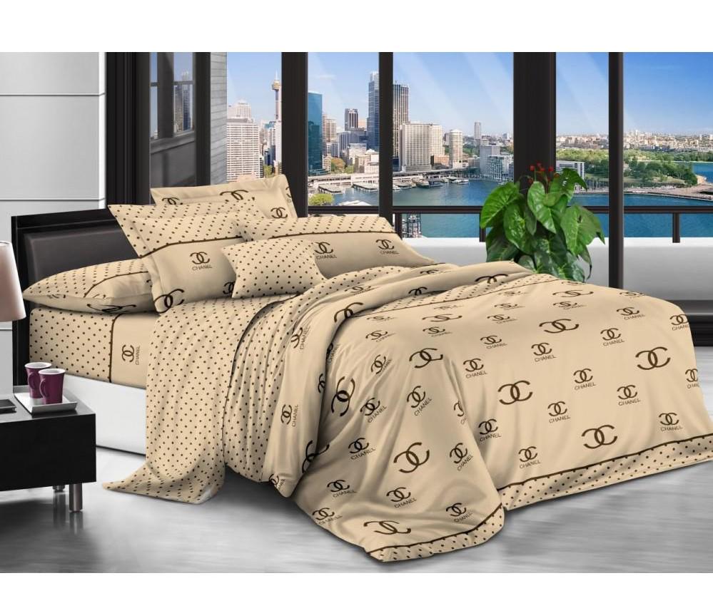Комплект постельного белья Vital-Textile Бязь 3D Premium евро 200х220 см Бежевый/Коричневый (BPe-122)