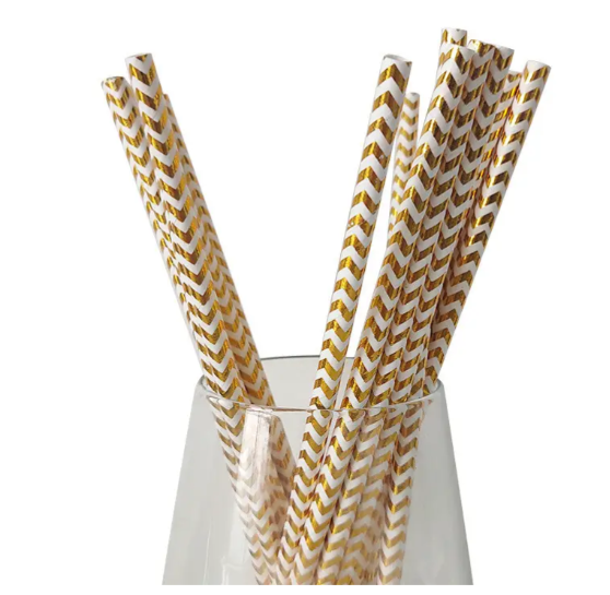 Трубочки коктейльные с геометрическим принтом 25 шт. 20 см Золотистый (2108/3) - фото 3