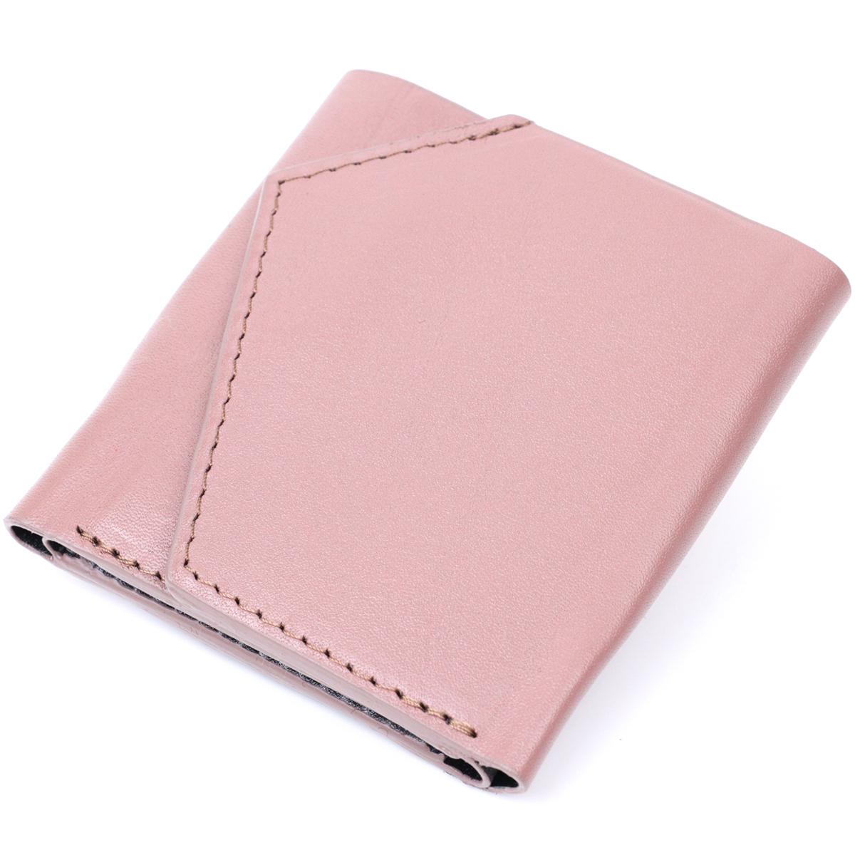 Кошелек женский Grande Pelle Wallet 16801 из натуральной кожи Пудровый (56411)