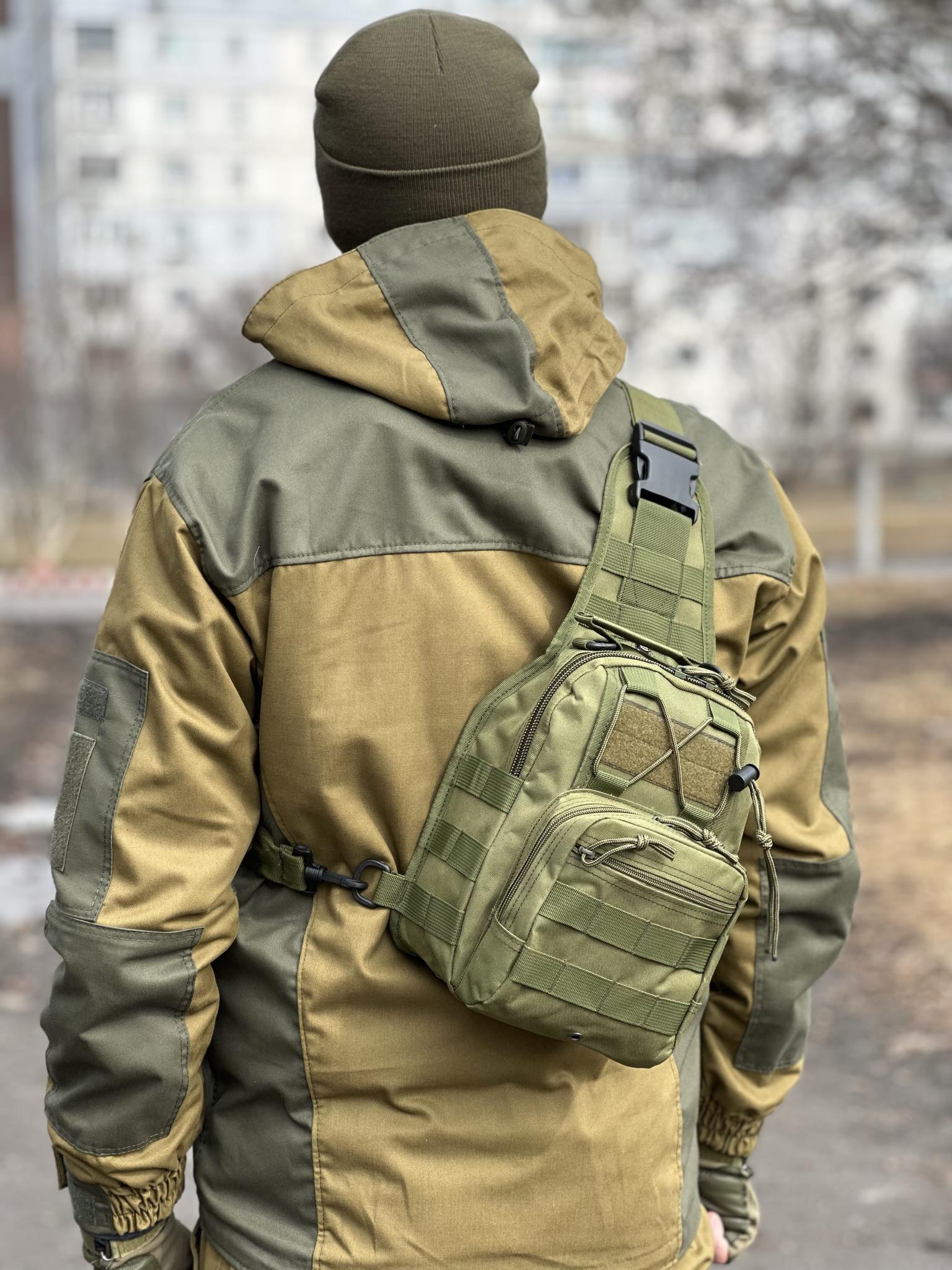 Сумка-слінг однолямкова Tactic із системою molle 7 л Olive (095-olive) - фото 5