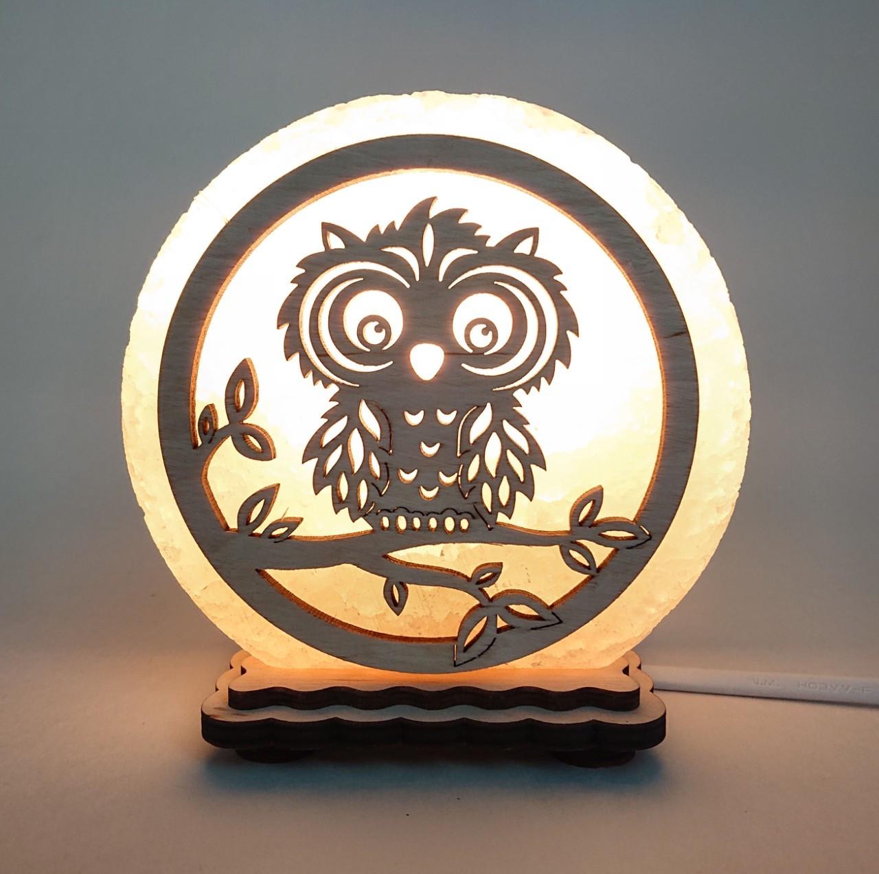 Соляной светильник Совёнок на ветке (KM-00013-y)