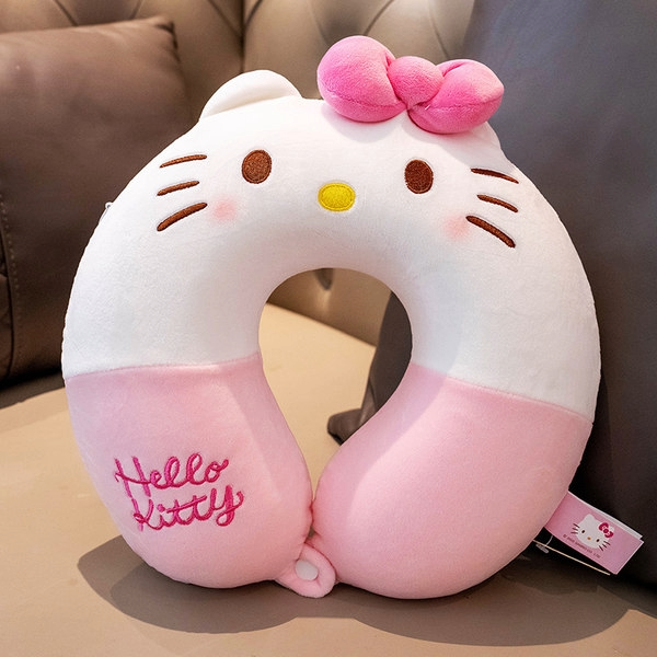 Подушка-рогалик под шею Hello Kitty для путешествий с памятью 30х28х8 см (2915876250)