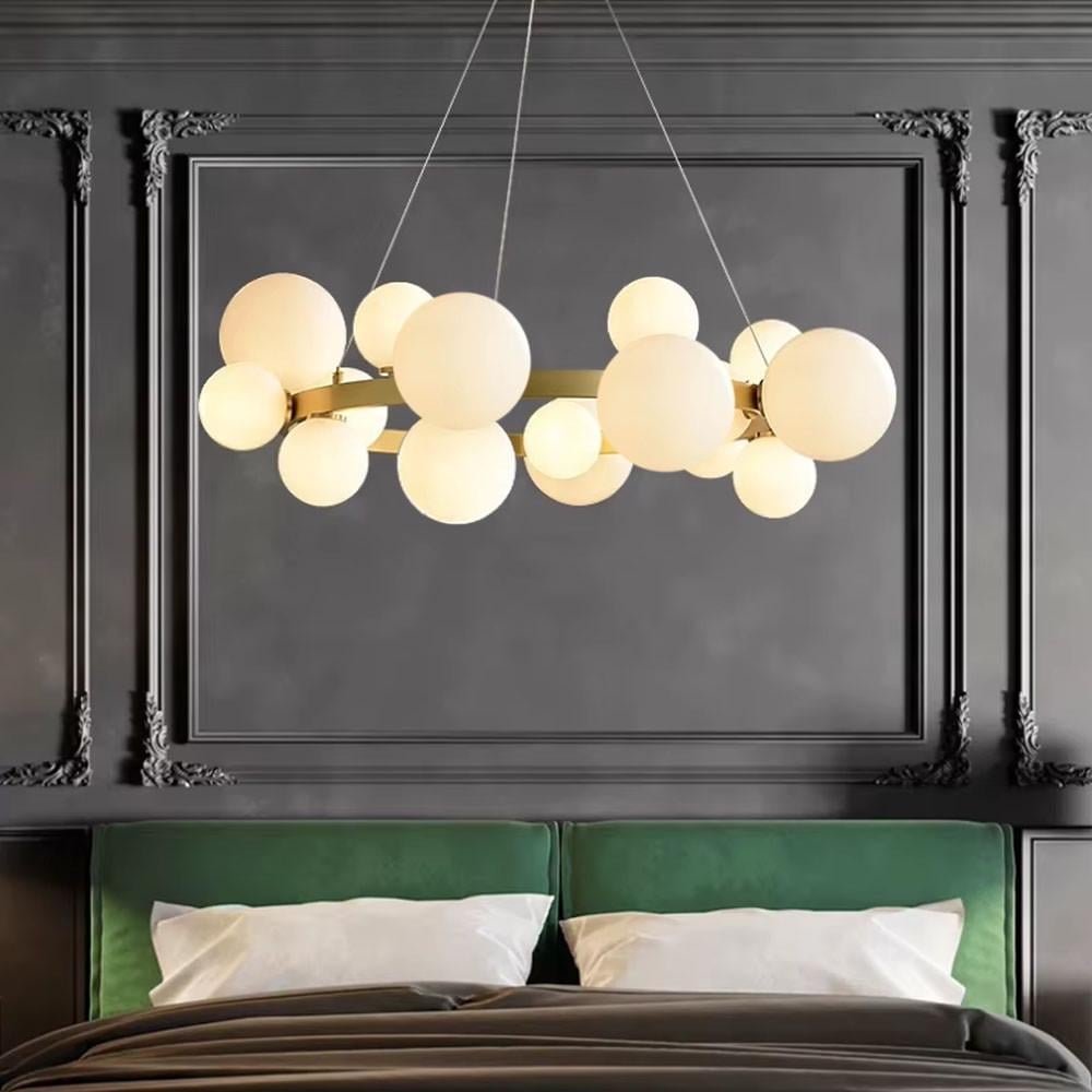 Люстра кольцевая с 18 белыми плафонами Ø 90 см Латунь (BM62/18 AB/WT)